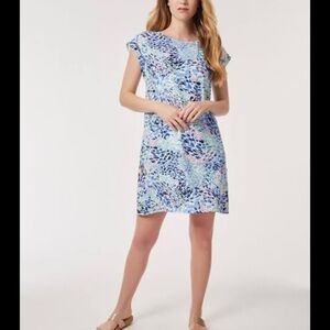 Jones New York Blue and White Abstract Mini Dress